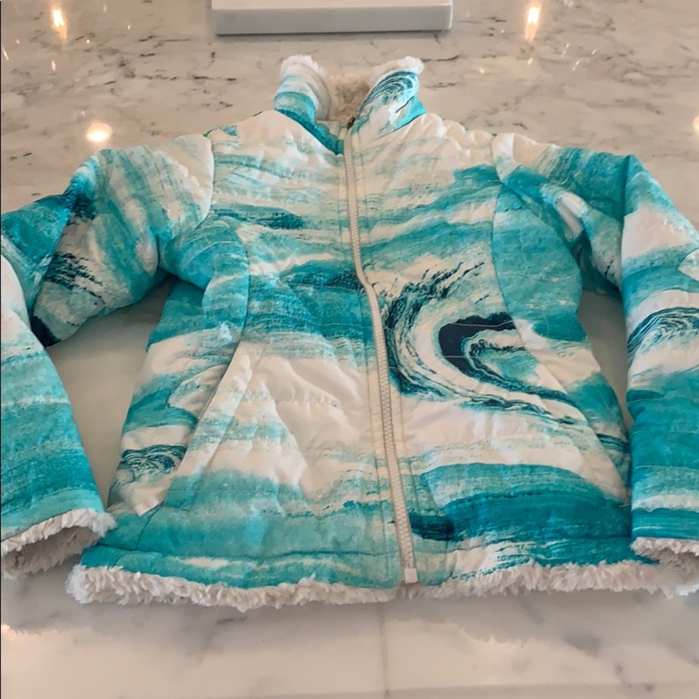North Face girls Reversible puffy jacket. Size 7/8